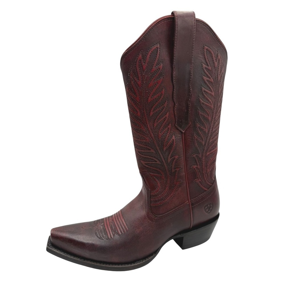 Ariat Bowman Western Boots Women 7.5 Black Cherry Leather Snip Toe Cowboy